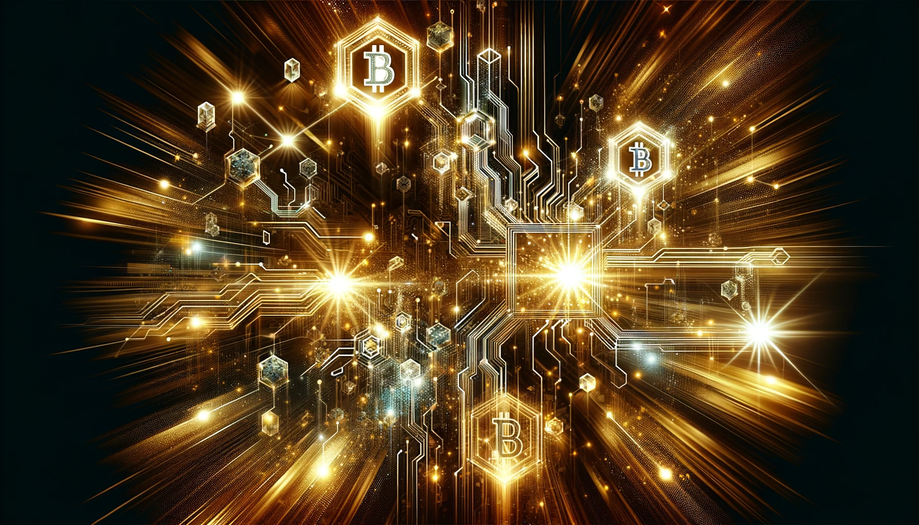 金色の背景にデジタル回路とノードが輝くブロックチェーンのコンセンサスメカニズムに関するアイキャッチ画像