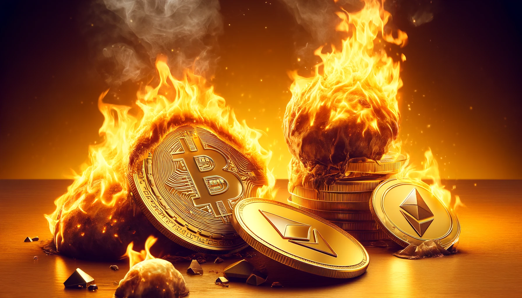 仮想通貨のバーンを示す燃えるコイン
