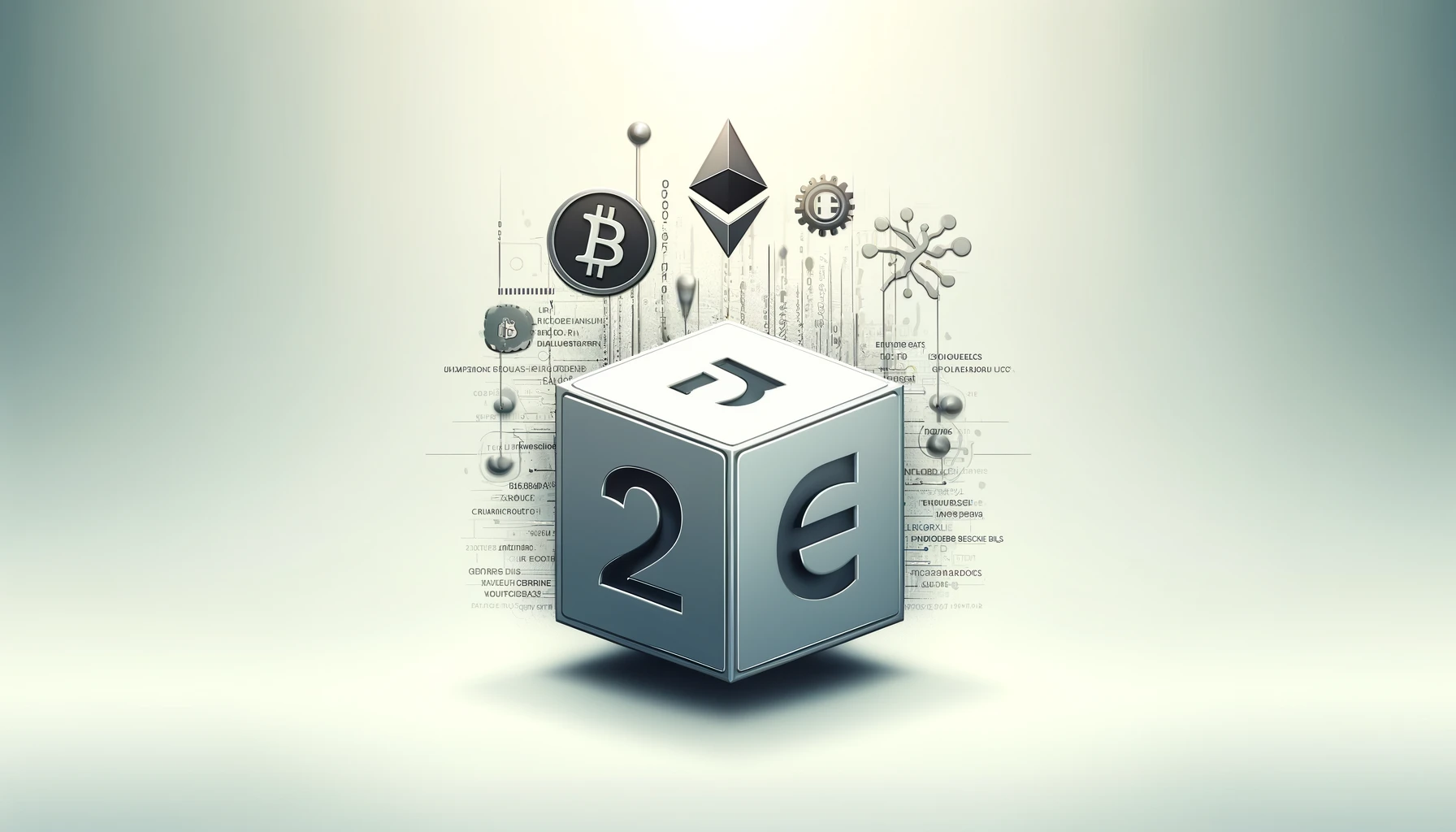 デジタルブロックと仮想通貨のシンボル（ノンセンス）