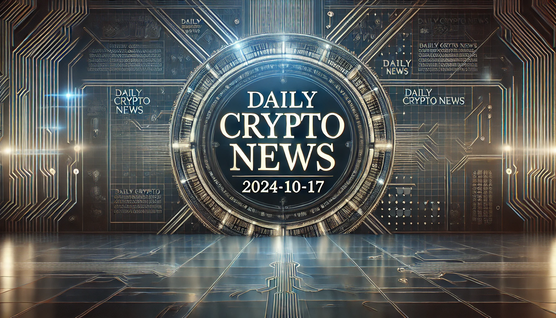 仮想通貨ニュースのアイキャッチ画像。デジタルな背景に「Daily Crypto News | 2024-10-17」というテキストが大きく表示されています。