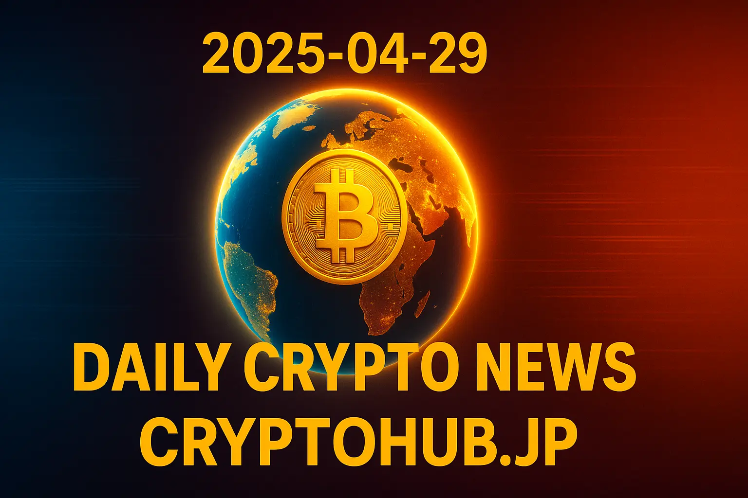 2025年4月29日の暗号資産ニュース速報、ビットコインと世界市場動向を伝えるアイキャッチ画像