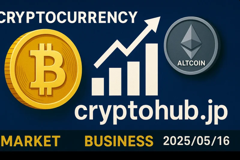 暗号通貨市場とビジネスを象徴するビットコインとアルトコインの横長バナー画像