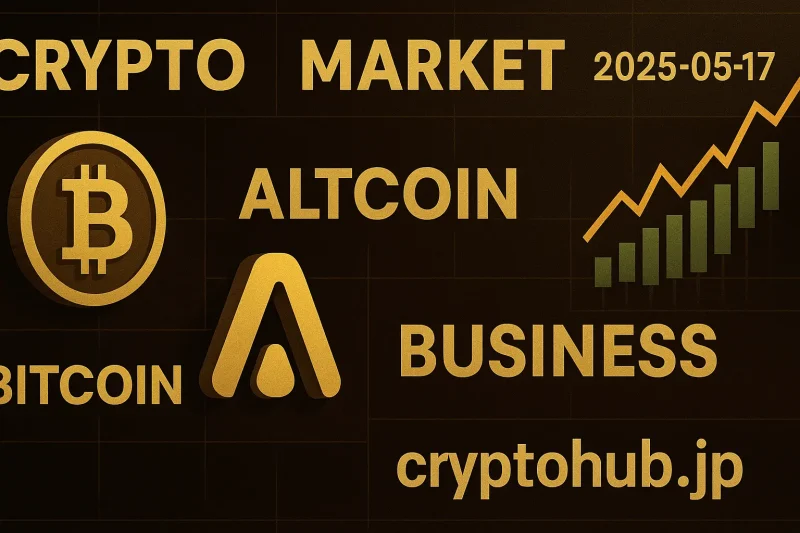 暗号通貨市場を象徴するアイコンと日付入りの横長バナー画像