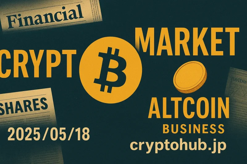 ビットコインやアルトコイン市場の最新動向を表現した暗号資産バナー画像。cryptohub.jpのロゴ入り。