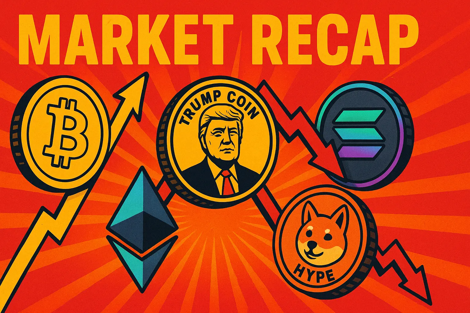 仮想通貨市場の最新動向を象徴するビットコインとソラナのイラスト