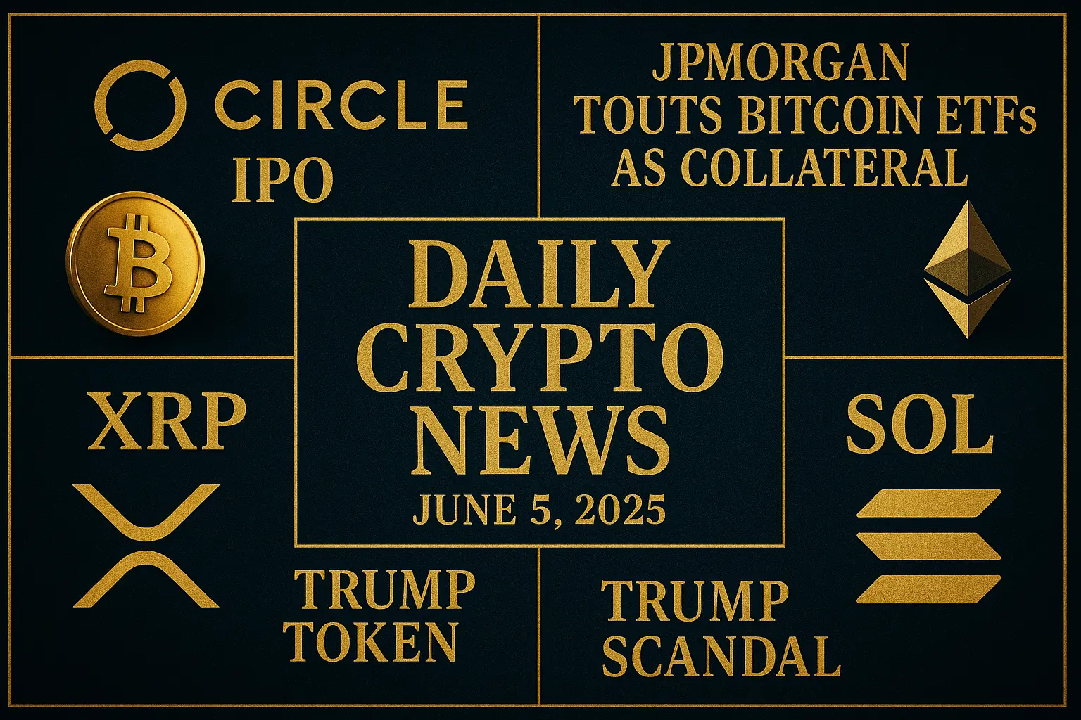 CircleのIPOやビットコインETF担保化、XRPとSolanaに注目が集まる仮想通貨市場の視覚まとめ