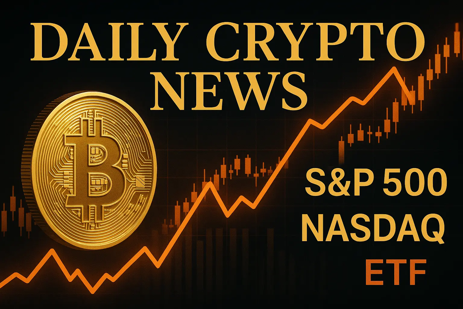 ビットコインと株式市場の動向を描いた暗号資産ニュース用アイキャッチ画像